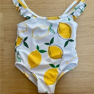 Lemon Print Baby Swimsuit - White and Yellow
